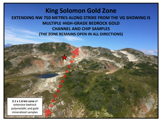 Aerial view of King Solomon Gold Zone